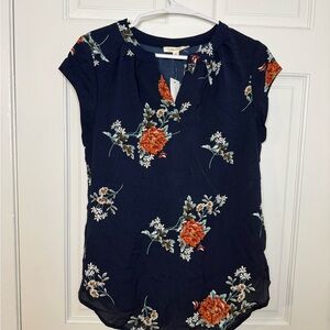 Fun 2 Fun Navy Floral Blouse